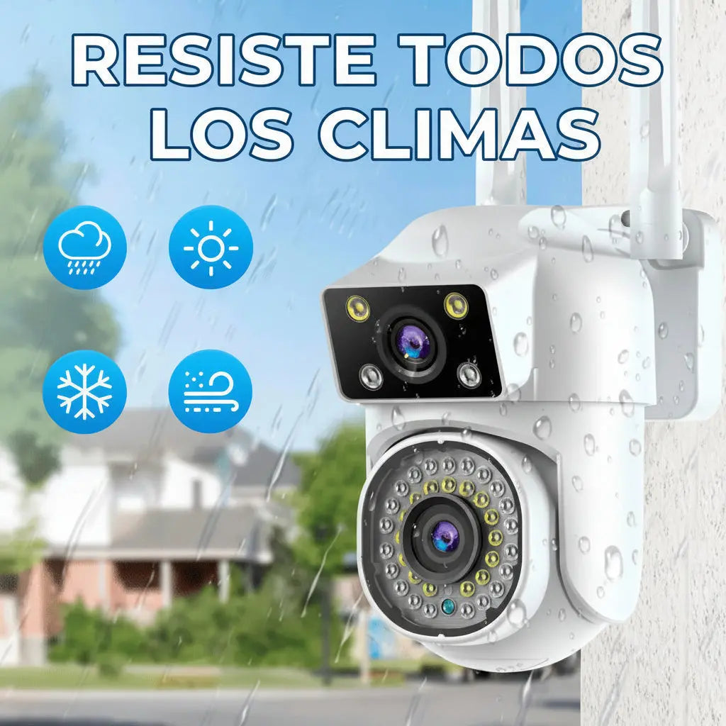 Cámara de Vigilancia Exterior WiFi 4MP con Visión Nocturna a Color - Cámara PTZ 360 Inteligente con Detección de Humano Pro 2026 - Conecta Chava Shop