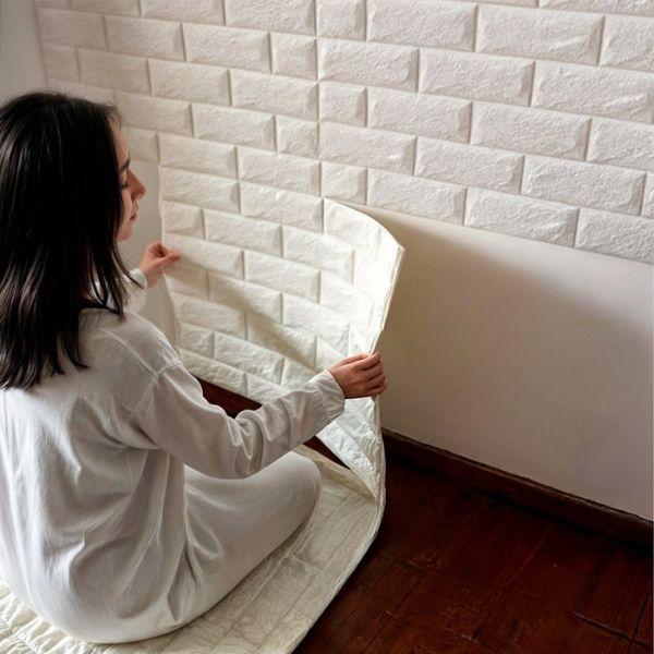 Paneles de Pared 3D Espuma XPE Autoadhesivos Tipo Ladrillo Blanco Mosaico 35×38.5 cm Paquete 10 ladrillos de rodny - Conecta Chava Shop