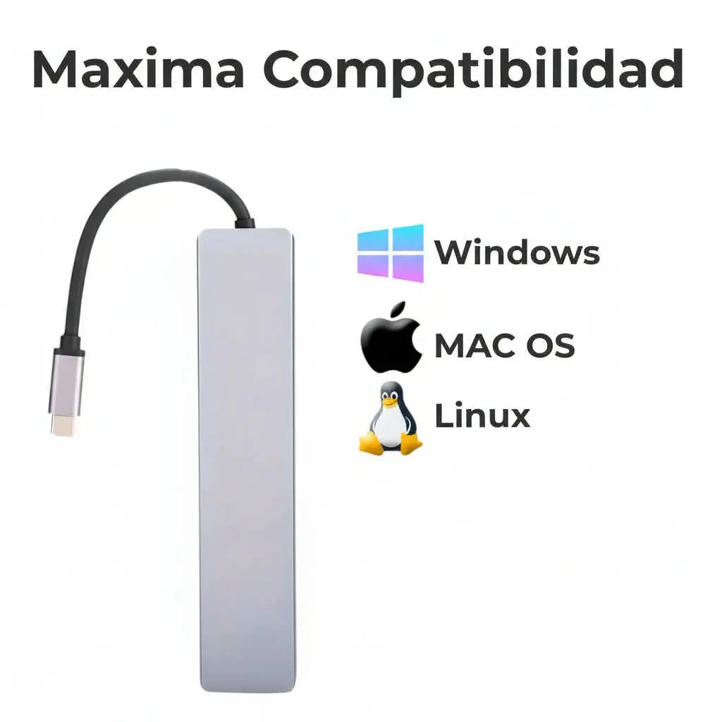 Hub USB de 8 Puertos con Carga USB-C 100W - Estación de Carga Rápida y Datos, Adaptador Multi-Puerto para Laptop y Tablet - Conecta Chava Shop
