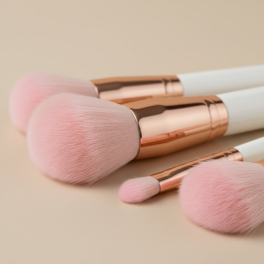 Set de 8 Brochas de Maquillaje Profesional - Kit con Brocha Abanico para Rubor y Cepillo para Cejas y Pestañas Pro 2026 - Conecta Chava Shop
