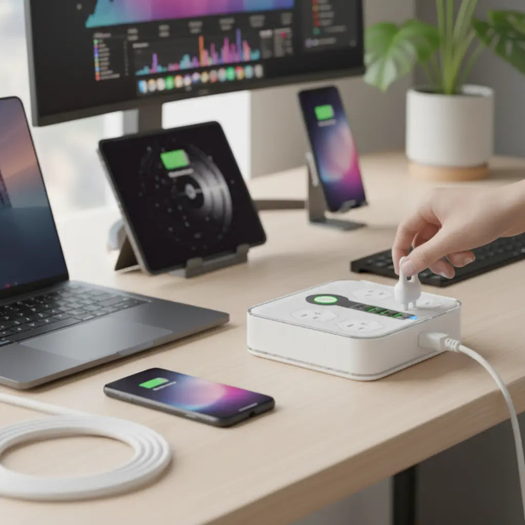 Multicontacto 8 en 1 con Puertos USB y Tipo C - Estación de Carga Inteligente para Escritorio y Protector de Sobrecargas Pro 2026 - Conecta Chava Shop