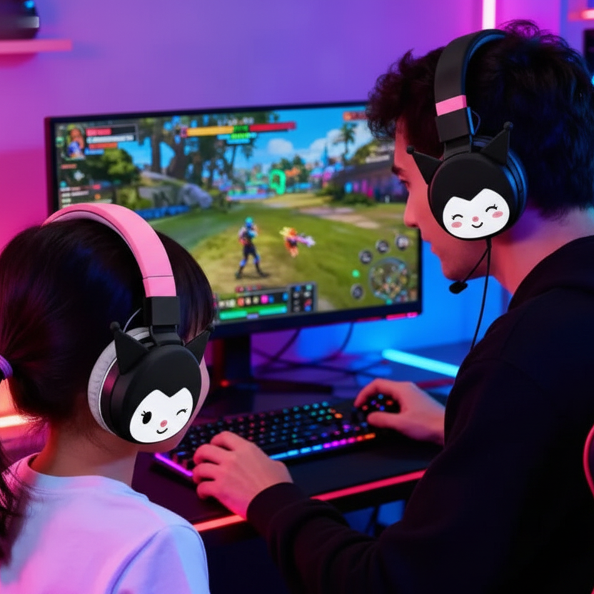 Audífonos Inalámbricos Kawaii con Diseño de Personaje Animado - Auriculares Bluetooth Plegables con Super Bass y Orejas Decorativas Pro 2026 - Conecta Chava Shop