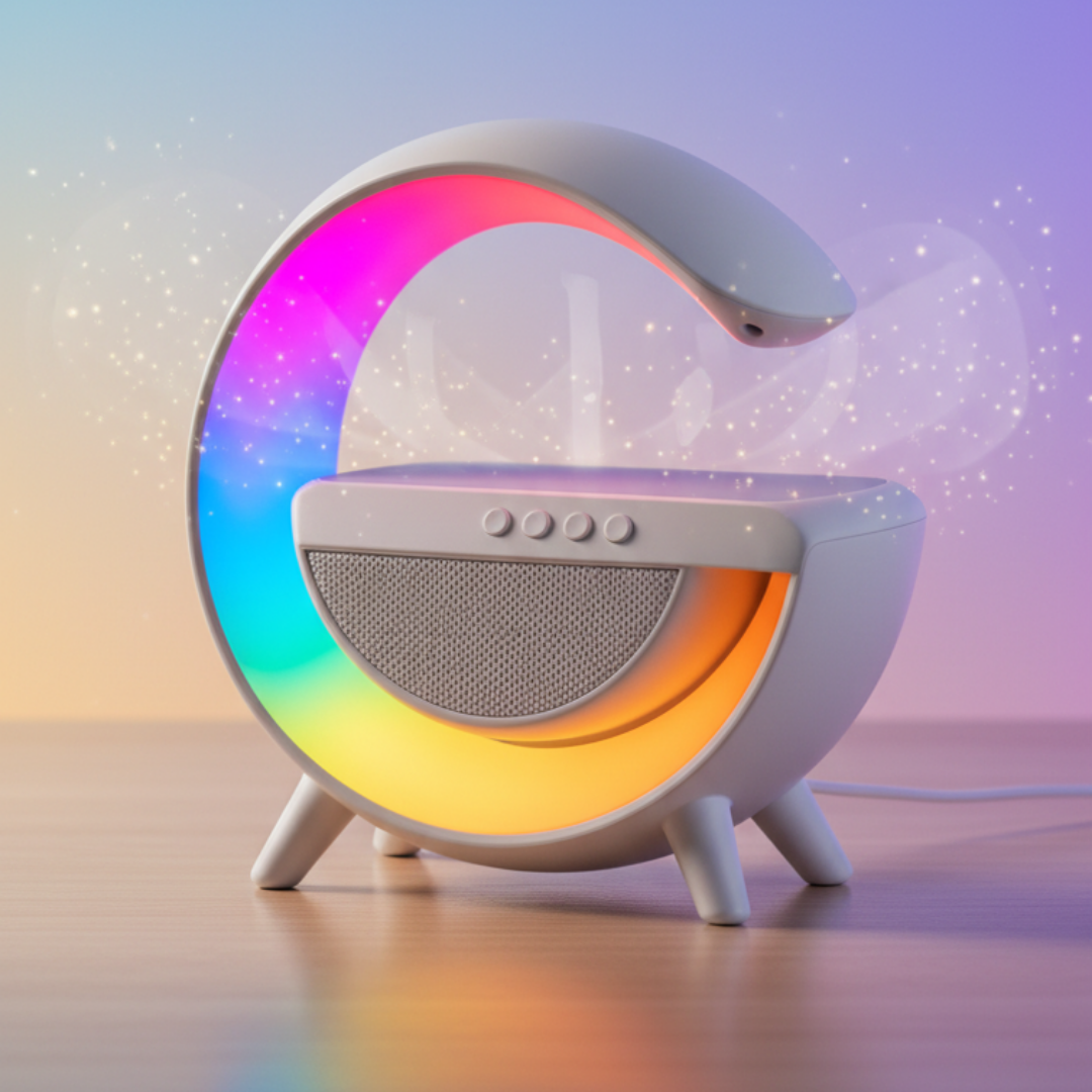 Bocina Lámpara RGB Bluetooth Inteligente con Cargador Inalámbrico 15W - Estación Inteligente Smart Home Pro 2026 - Conecta Chava Shop