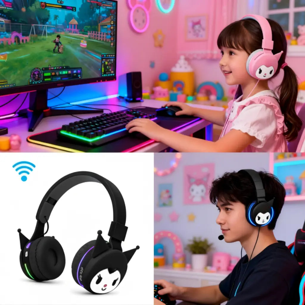 Audífonos Inalámbricos Kawaii con Diseño de Personaje Animado - Auriculares Bluetooth Plegables con Super Bass y Orejas Decorativas Pro 2026 - Conecta Chava Shop
