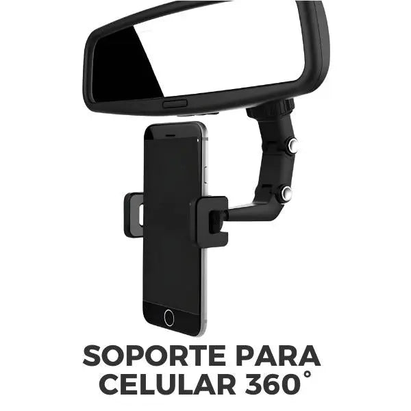 Soporte de Celular para Retrovisor con Rotación 360° - Sujeción Firme y Ajustable para Auto Pro 2026 - Conecta Chava Shop