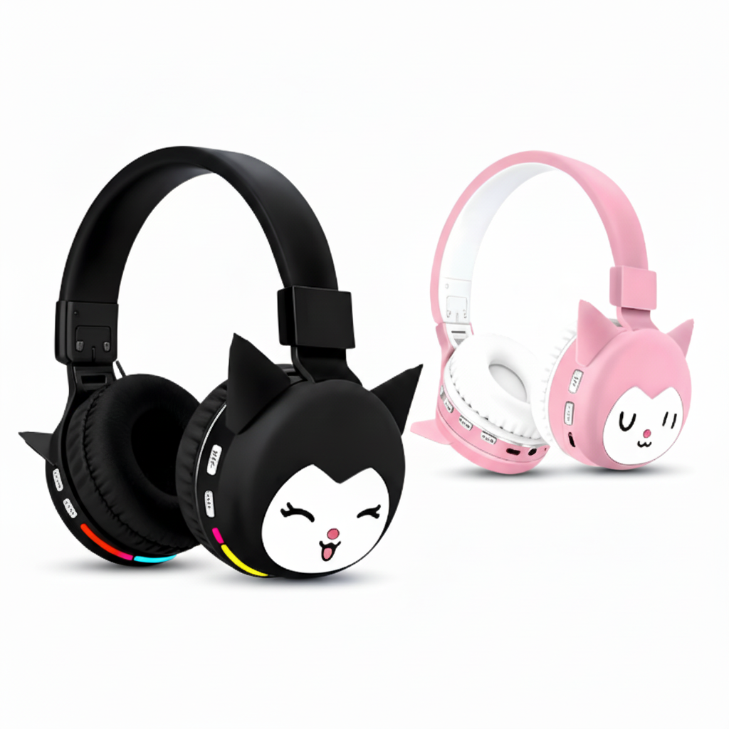 Audífonos Inalámbricos Kawaii con Diseño de Personaje Animado - Auriculares Bluetooth Plegables con Super Bass y Orejas Decorativas Pro 2026 - Conecta Chava Shop