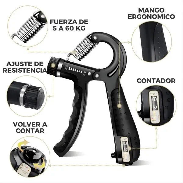 Pinza Ajustable para Entrenamiento de Agarre 5-60 kg - Fortalecedor de Mano y Antebrazo con Contador Pro 2026 - Conecta Chava Shop