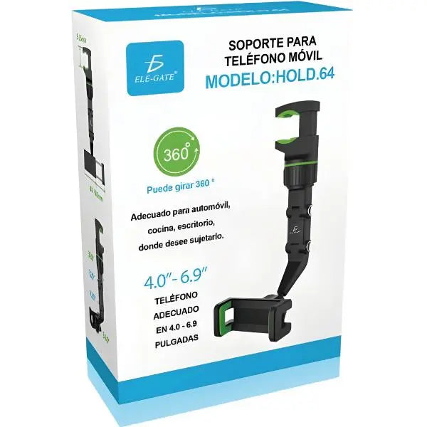Soporte de Celular para Retrovisor con Rotación 360° - Sujeción Firme y Ajustable para Auto Pro 2026 - Conecta Chava Shop