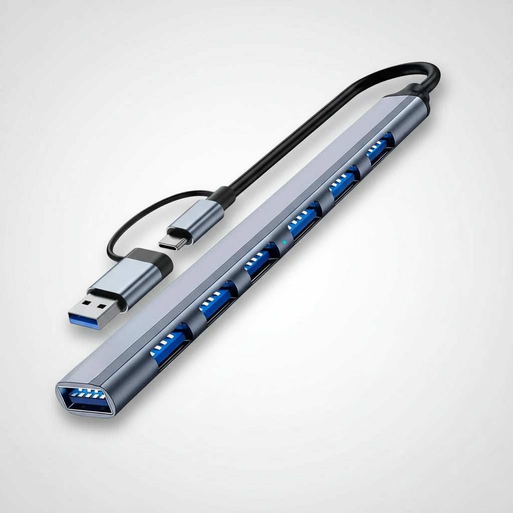 Hub USB de 7 Puertos Híbrido USB-C y USB-A - Estación de Datos de Alta Velocidad y Adaptador Multi-Puerto para Laptop Pro 2026 - Conecta Chava Shop