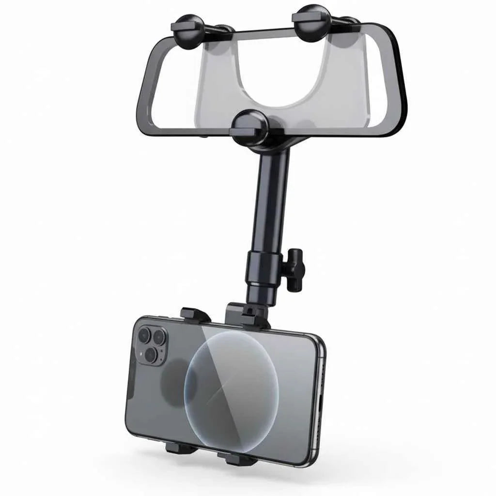 Soporte de Celular para Auto con Ajuste al Retrovisor - Sujeción de Seguridad con Rotación 360° y Brazo Extensible Pro 2026 - Conecta Chava Shop