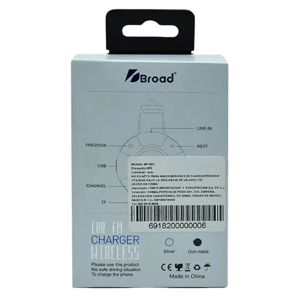 Transmisor Bluetooth FM Multiconexión para Auto - Reproductor MP3 con Entradas USB, TF y AUX, Manos Libres de Alta Fidelidad - Conecta Chava Shop