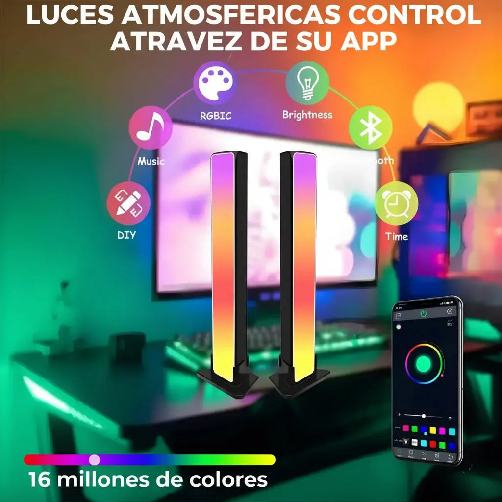 Barras de Luz LED RGB para Setup Gamer - Iluminación Inteligente con Sincronización Musical Pro 2026 - Conecta Chava Shop