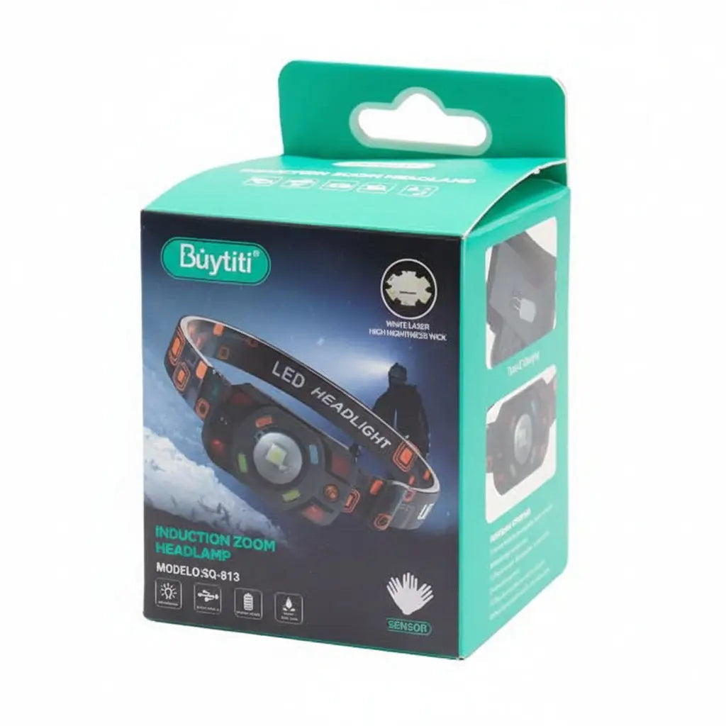 Linterna de Cabeza con Sensor de Movimiento "Sin Contacto" - Lámpara Frontal LED Recargable, Ideal para Mecánicos, Pesca y Construcción - Conecta Chava Shop