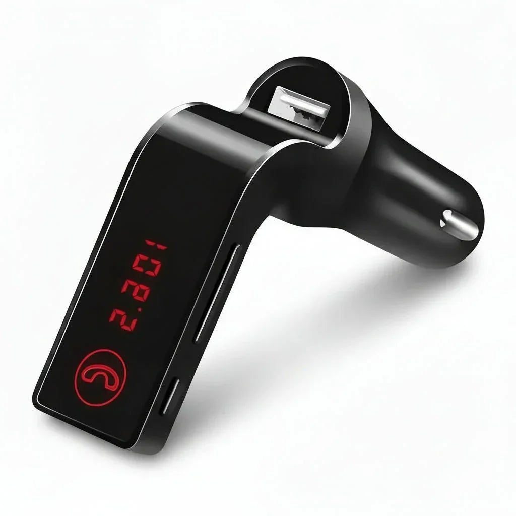 Transmisor FM Bluetooth para auto, cargador USB y pantalla LED digital en color negro