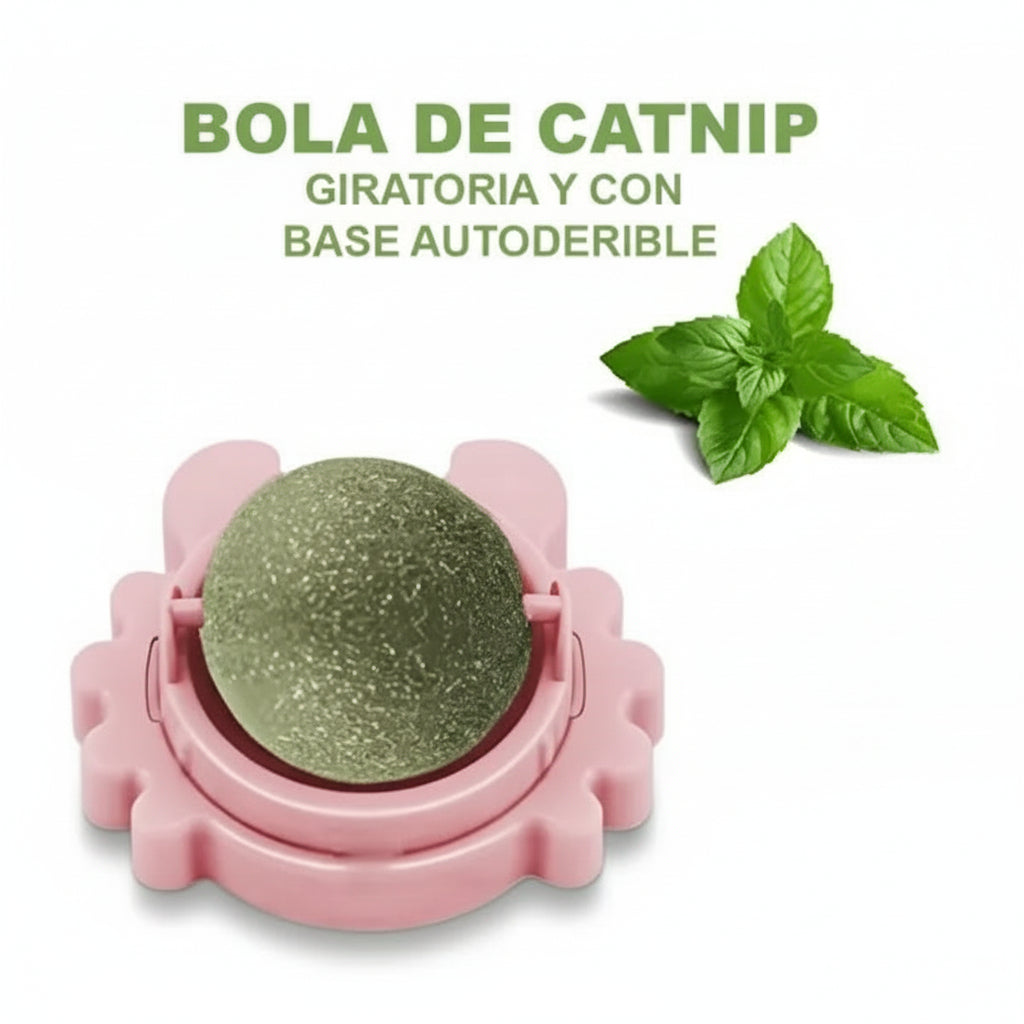 Juguete para Gatos con Catnip Bola Giratoria Natural - Hierba Gatera de Pared 3 en 1 Pro 2026 - Conecta Chava Shop