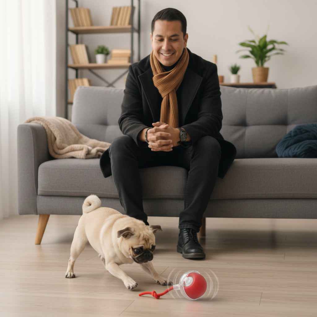 Pelota Interactiva para Mascotas Automática y Recargable USB - Juguete Inteligente con Movimiento Aleatorio y Luces LED Pro 2026 - Conecta Chava Shop