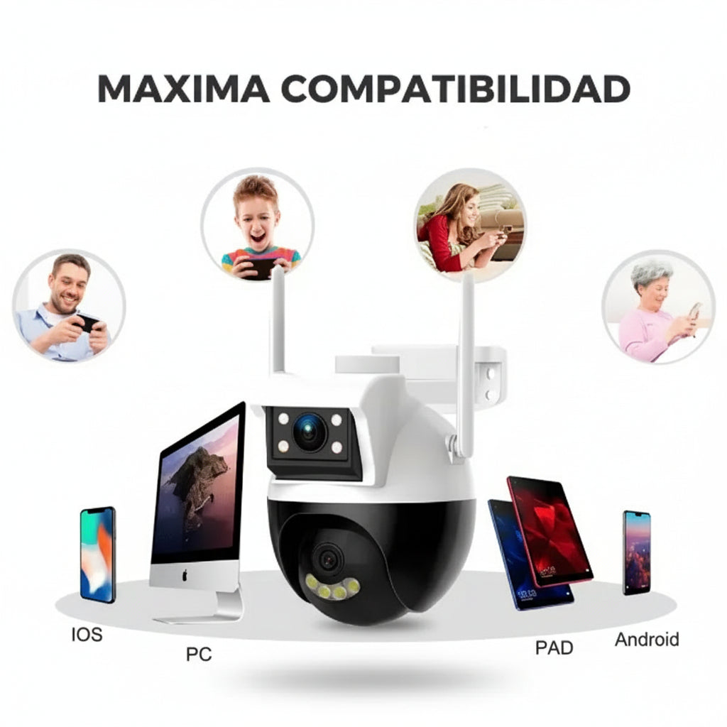 Cámara de Vigilancia IP Exteriores 4MP con WiFi y Visión Nocturna - Cámara de Seguridad Impermeable Pro 2026 - Conecta Chava Shop