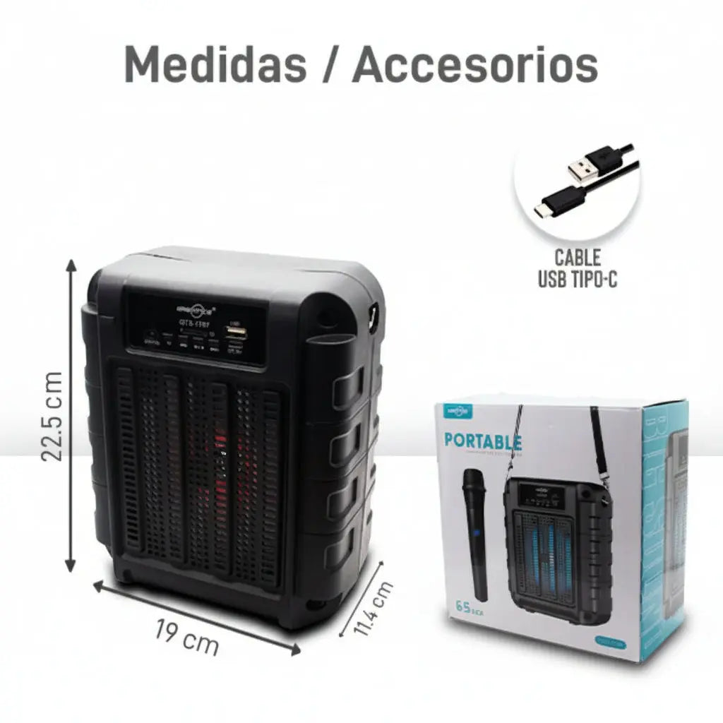 Bocina Bluetooth Karaoke Portátil con Micrófono y Luz RGB - Sonido Potente Pro 2026 - Conecta Chava Shop