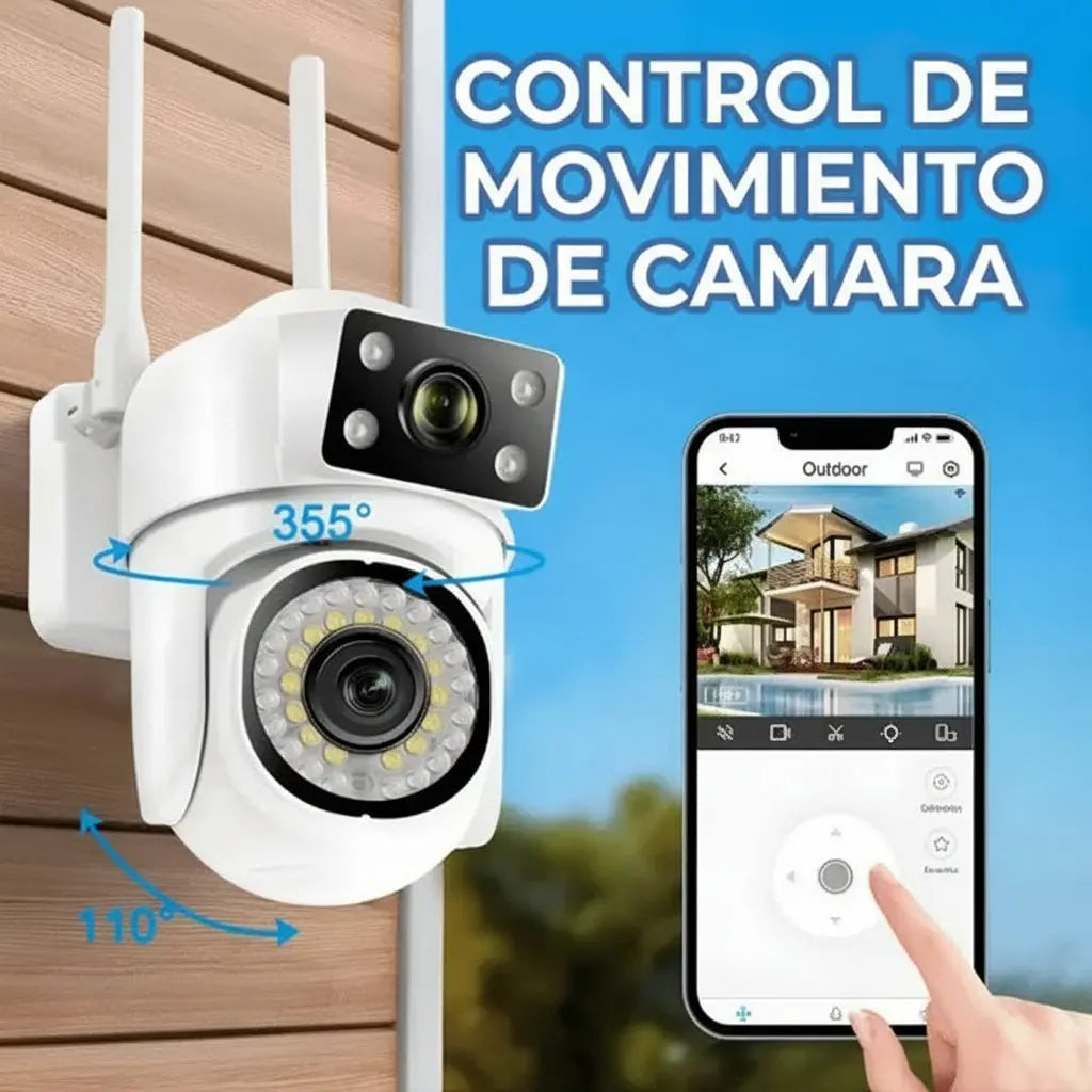 Cámara de Vigilancia Exterior WiFi 4MP con Visión Nocturna a Color - Cámara PTZ 360 Inteligente con Detección de Humano Pro 2026 - Conecta Chava Shop
