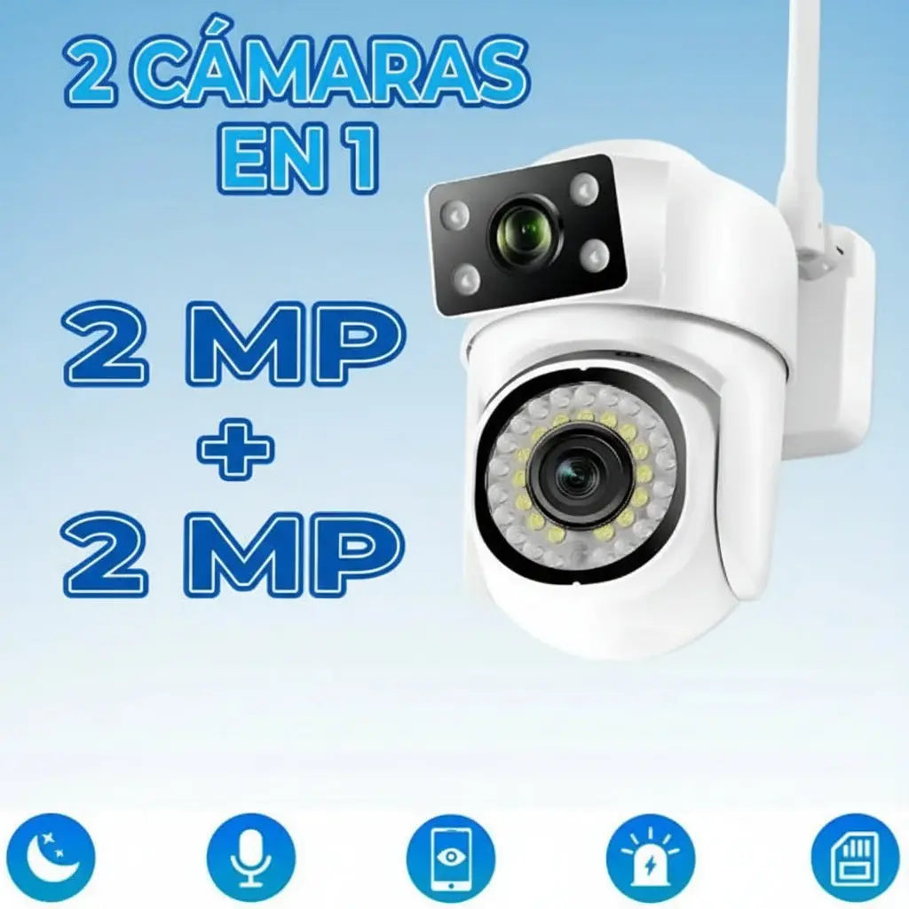 Cámara de Vigilancia Exterior WiFi 4MP con Visión Nocturna a Color - Cámara PTZ 360 Inteligente con Detección de Humano Pro 2026 - Conecta Chava Shop