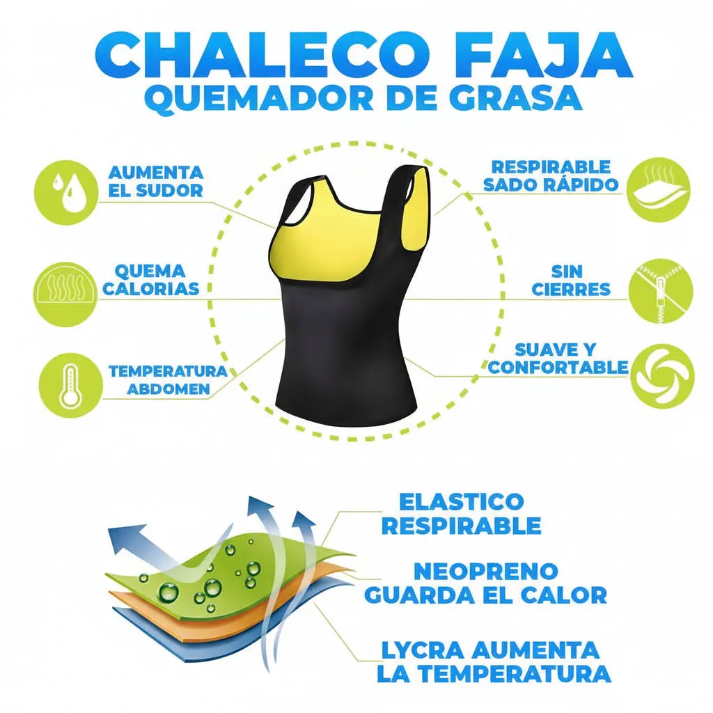 Chaleco Deportivo de Neopreno con Efecto Térmico - Faja de Entrenamiento Ajustable, Soporte de Compresión Pro para Gimnasio - Conecta Chava Shop