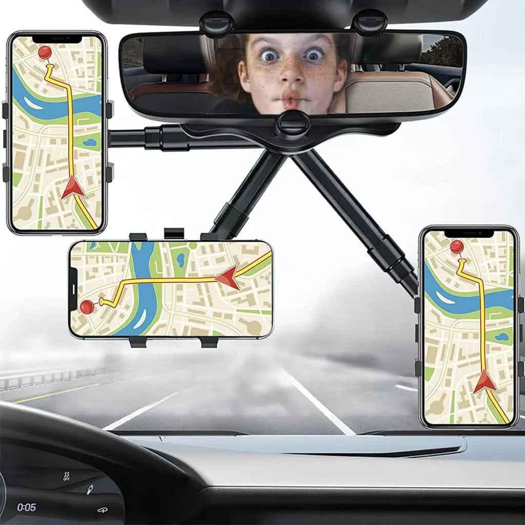 Soporte de Celular para Auto con Ajuste al Retrovisor - Sujeción de Seguridad con Rotación 360° y Brazo Extensible Pro 2026 - Conecta Chava Shop