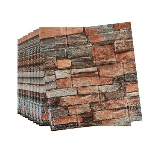 Paquete 10 Paneles de Pared 3D de Espuma XPE Autoadhesivos Tipo Ladrillo Marrón Mosaico 35×38.5 cm Pro 2026 - Conecta Chava Shop