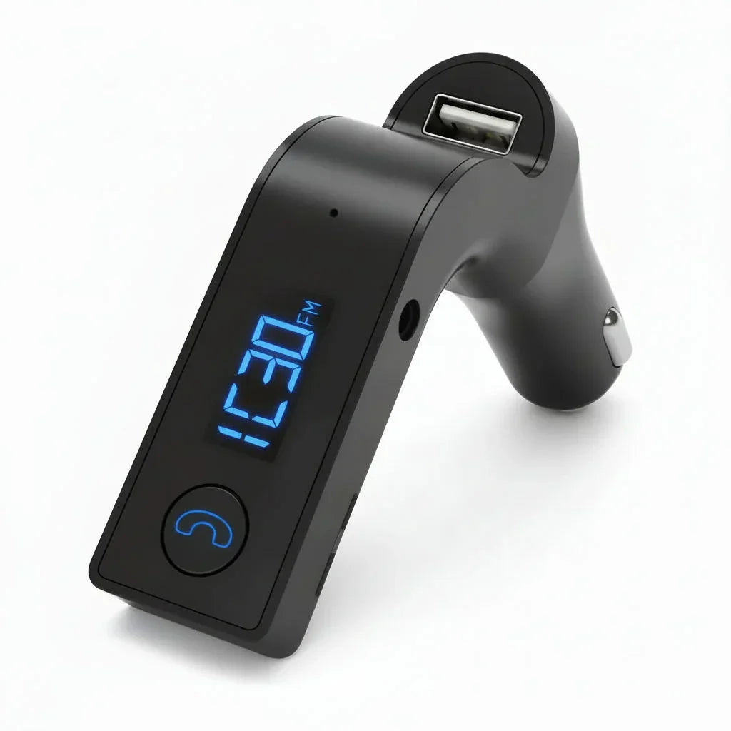 Transmisor FM Bluetooth para auto con pantalla digital y puerto USB