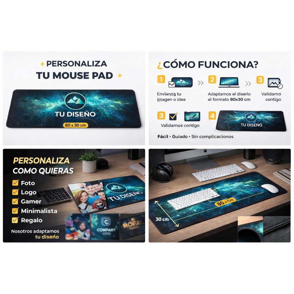 Mouse Pad Personalizado con Diseño a Elección - Tapete para Mouse con Impresión Full Color Pro 2026 - Conecta Chava Shop