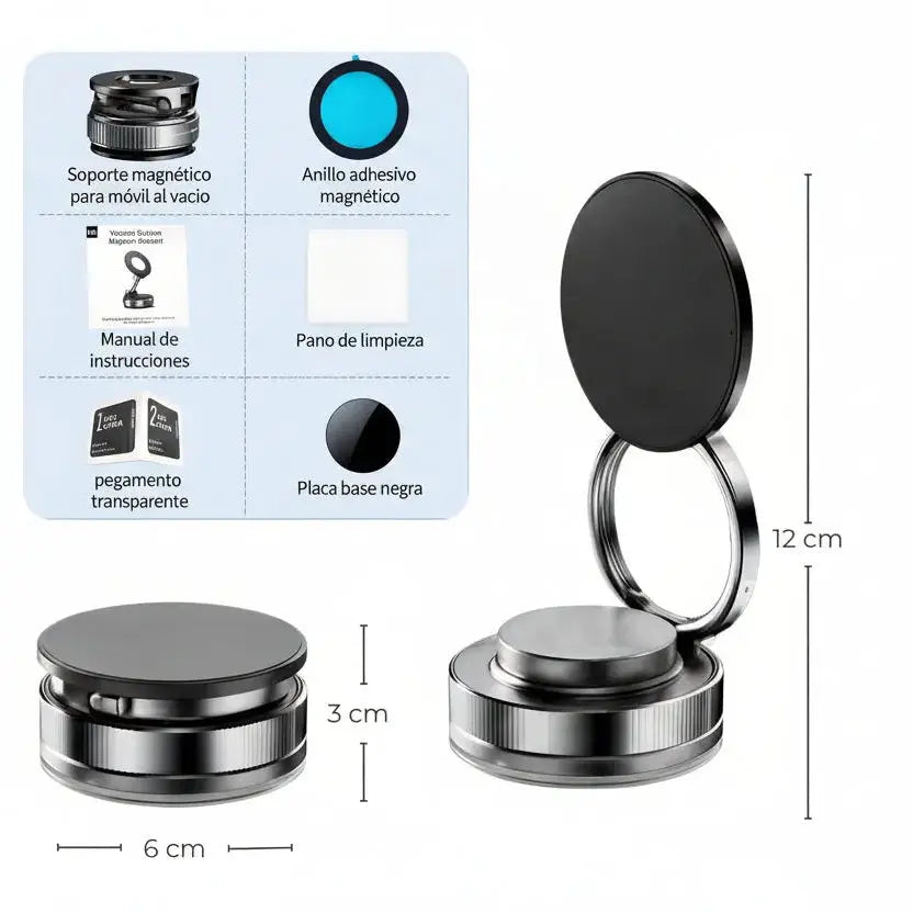 Soporte Magnético 360° Diseño Compacto - Imán Reforzado para Celular en Auto y Hogar, Calidad Conecta Chava 2026 - Conecta Chava Shop