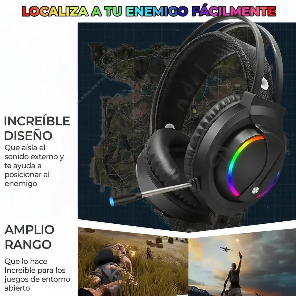 Audífonos Gamer Pro RGB con Sonido Envolvente - Auriculares RGB con Micrófono Retráctil y Diadema Ergonómica Pro 2026 - Conecta Chava Shop