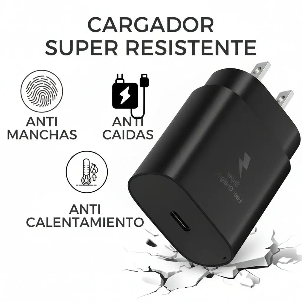 Cargador Rápida USB-C 25W con Cable Tipo C Incluido - Adaptador de Corriente de Carga Eficiente para Smartphone, Kit Pro 2026 - Conecta Chava Shop