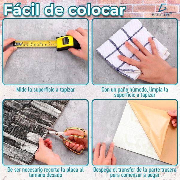 Paquete 10 Paneles de Pared 3D de Espuma XPE Autoadhesivos Tipo Ladrillo Gris Mosaico 35×38.5 cm Pro 2026 - Conecta Chava Shop