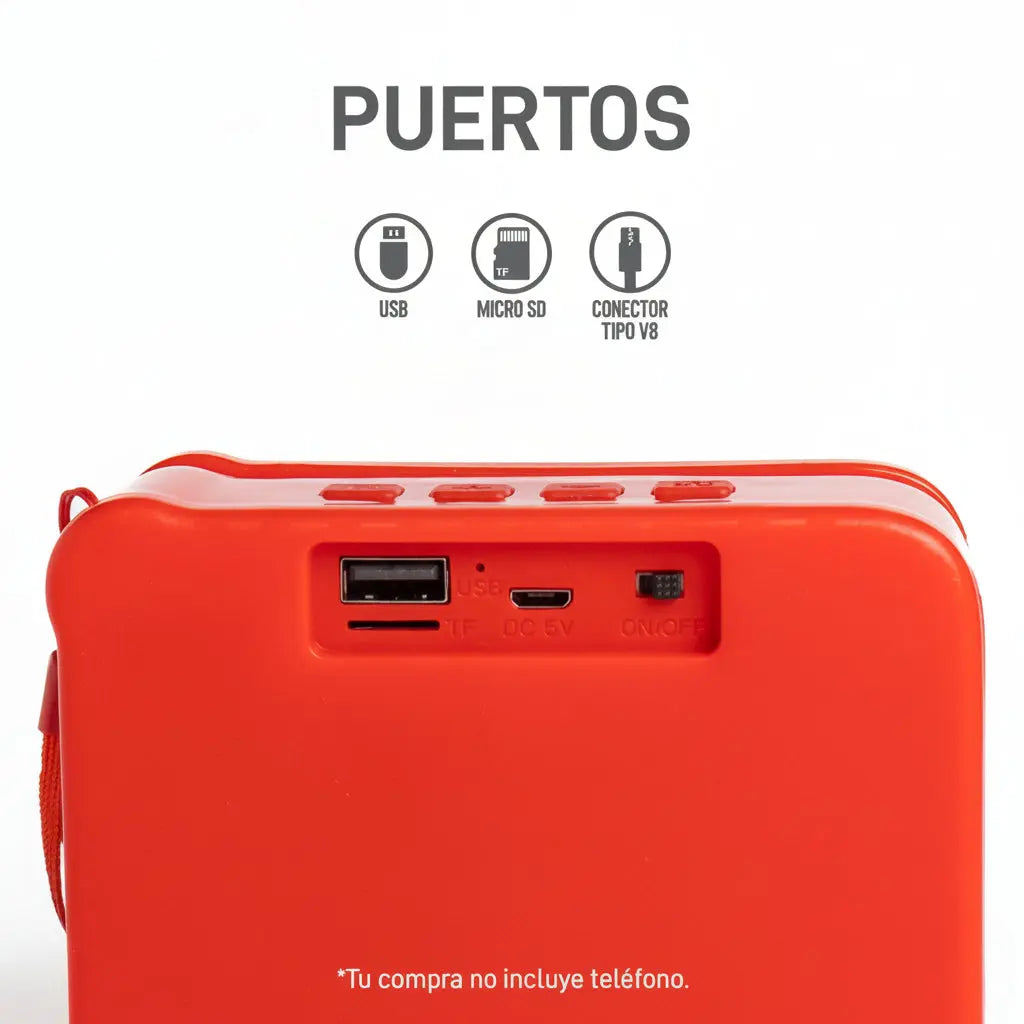 Mini Bocina Bluetooth 5W Portátil con Radio FM y Soporte para Celular - Audio Pro 2026 - Conecta Chava Shop
