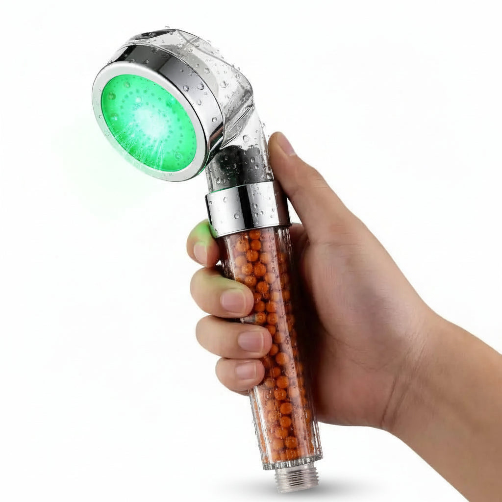 Regadera LED RGB con Sensor de Temperatura y Alta Presión - Cabezal de Ducha con Filtro de Purificación Pro 2026 - Conecta Chava Shop