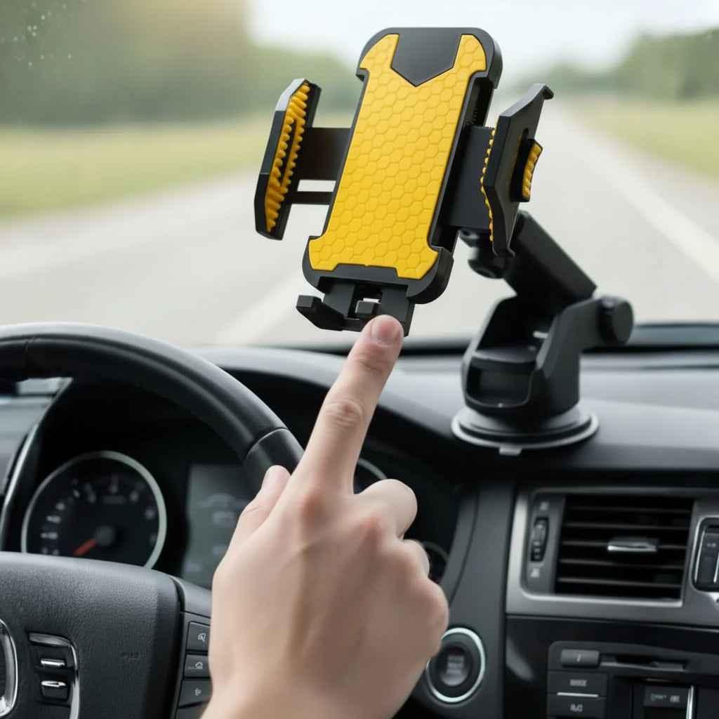 Soporte de Celular para Auto con Ventosa de Succión Fuerte - Brazo Extensible en Material ABS y Silicona con Rotación 360° Pro 2026 - Conecta Chava Shop