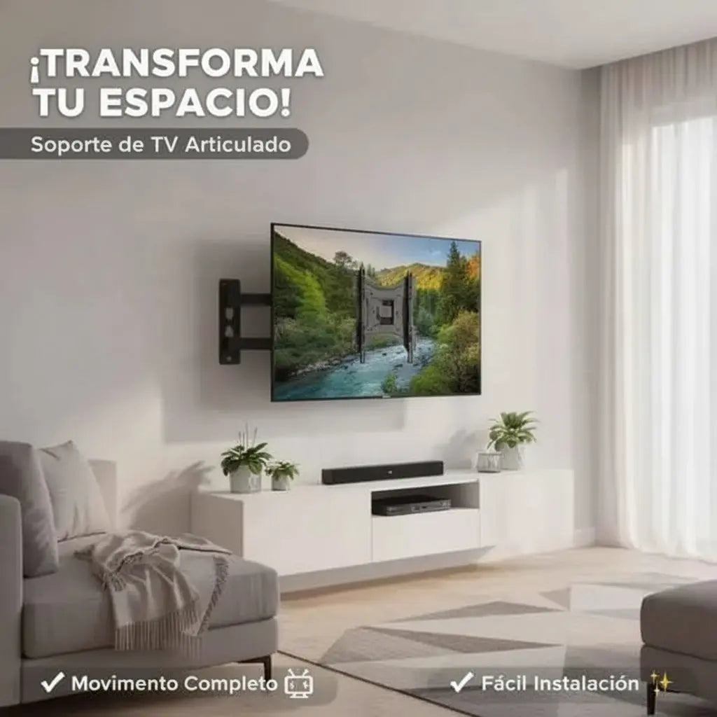Soporte de TV Articulado de 13" a 42" Pulgadas - Brazo Giratorio con Extensión, Ahorra Espacio en Pared, Compatible VESA Pro - Conecta Chava Shop