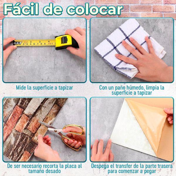 Paquete 10 Paneles de Pared 3D de Espuma XPE Autoadhesivos Tipo Ladrillo Marrón Mosaico 35×38.5 cm Pro 2026 - Conecta Chava Shop