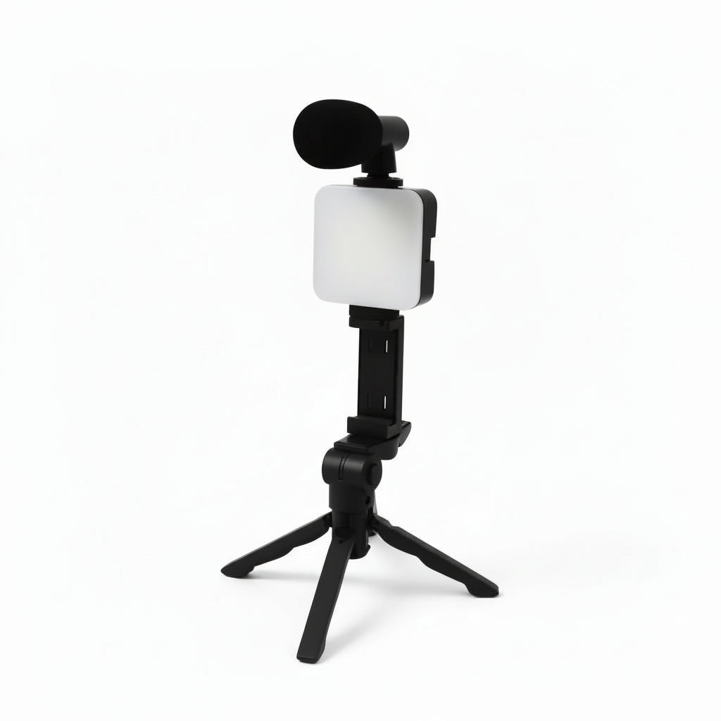 Kit de Video Streaming Pro 4 en 1 - Luz LED Regulable, Micrófono de Alta Fidelidad y Trípode Ajustable para TikTok y Vlogs Pro 2026 - Conecta Chava Shop