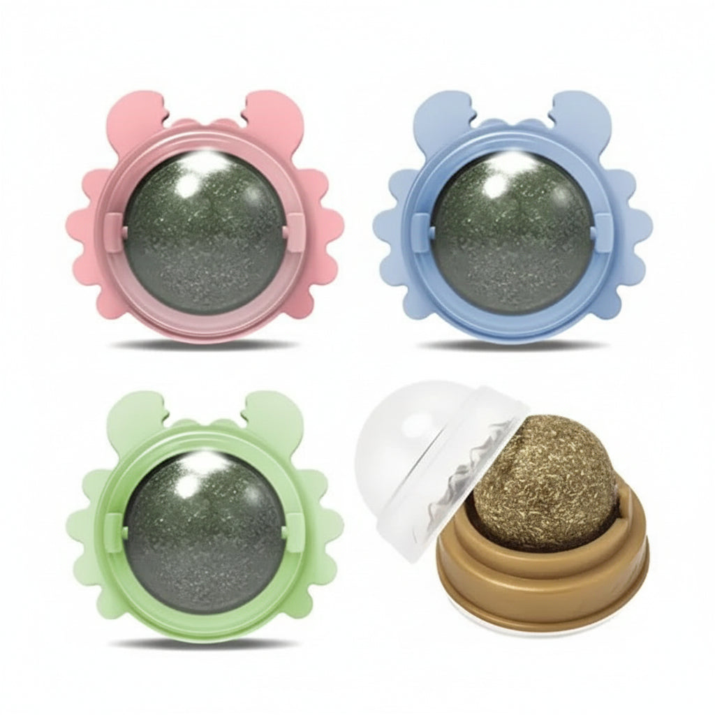 Juguete para Gatos con Catnip Bola Giratoria Natural - Hierba Gatera de Pared 3 en 1 Pro 2026 - Conecta Chava Shop