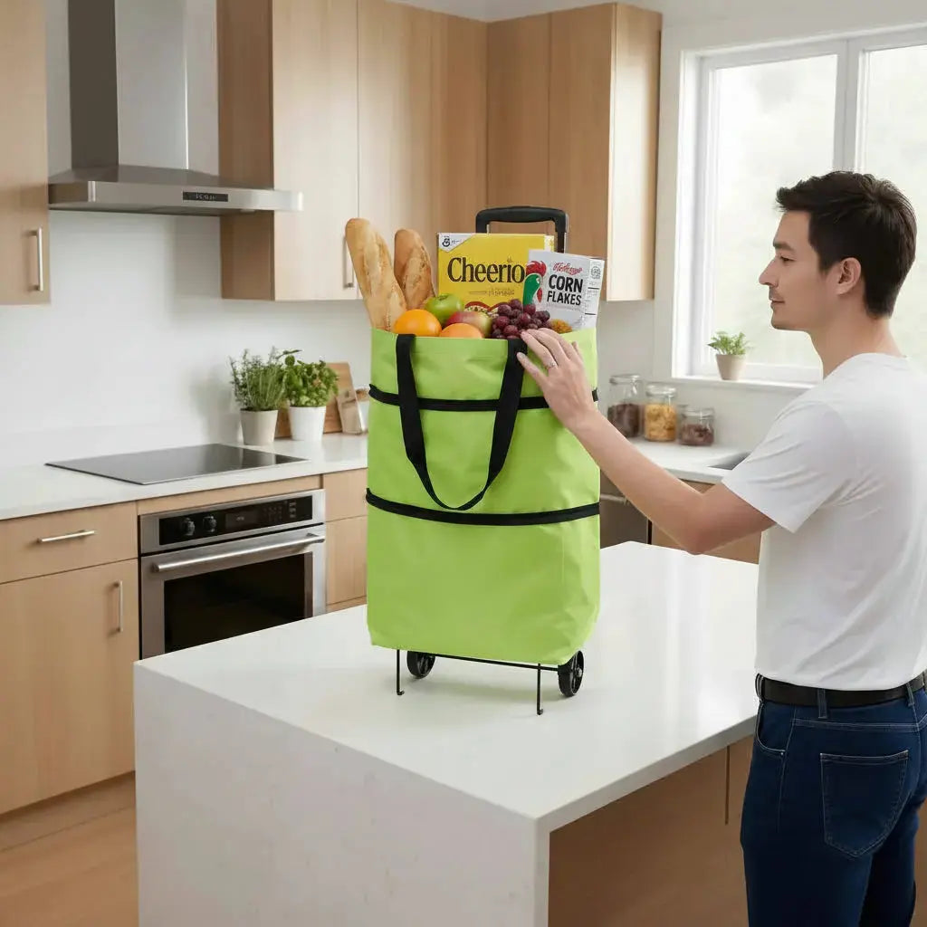 Bolsa de Compras Plegable con Ruedas Reforzadas - Carrito de Mandado Portátil de Gran Capacidad y Tela Impermeable Pro 2026 - Conecta Chava Shop