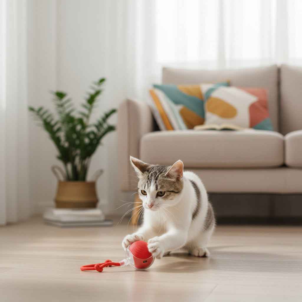 Pelota Interactiva para Mascotas Automática y Recargable USB - Juguete Inteligente con Movimiento Aleatorio y Luces LED Pro 2026 - Conecta Chava Shop