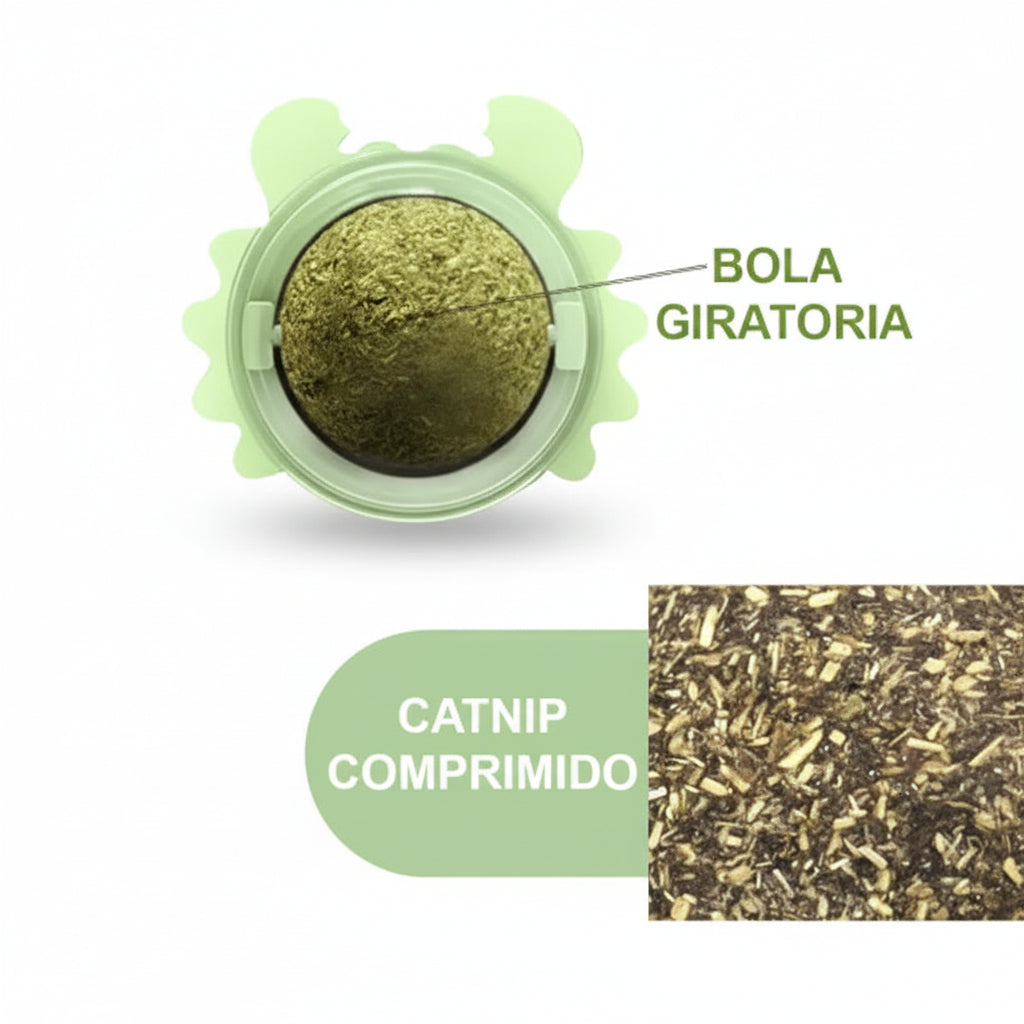 Juguete para Gatos con Catnip Bola Giratoria Natural - Hierba Gatera de Pared 3 en 1 Pro 2026 - Conecta Chava Shop