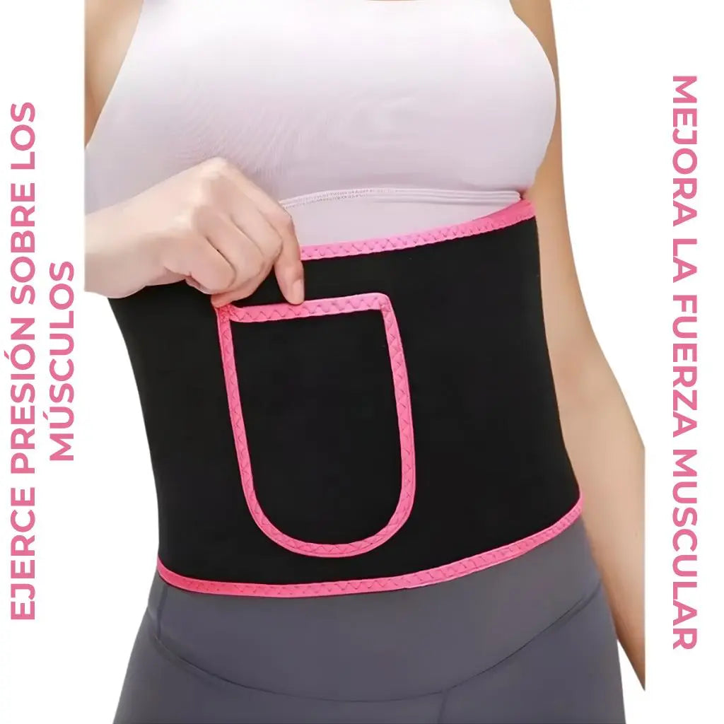 Faja Deportiva Neopreno Sauna con Velcro Ajustable – Cinturilla para Calor Localizado y Soporte Durante el Entrenamiento - Conecta Chava Shop