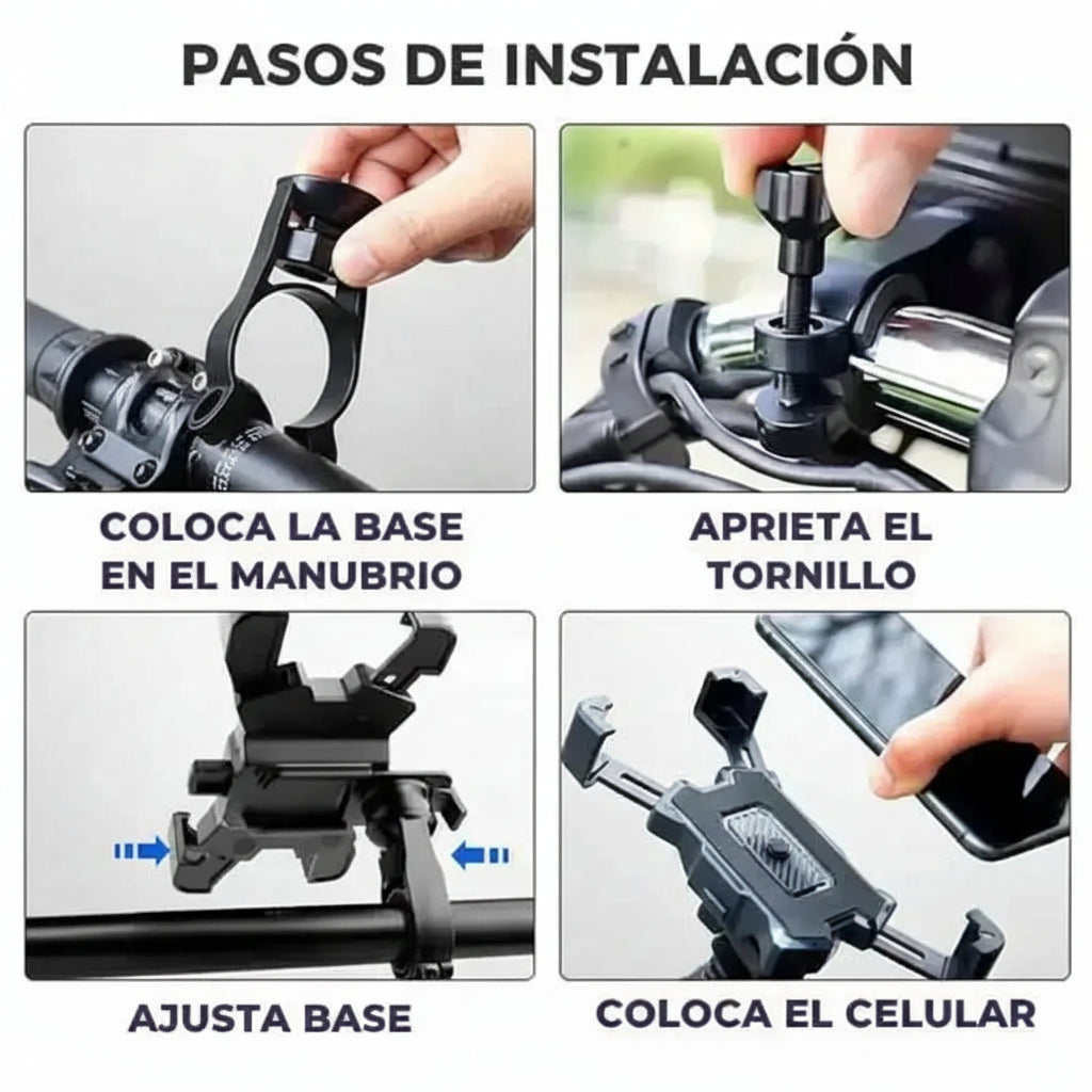 Soporte para Teléfono Bici y Moto Antideslizante - Sujeción de Alta Seguridad con Rotación 360° Pro 2026 - Conecta Chava Shop