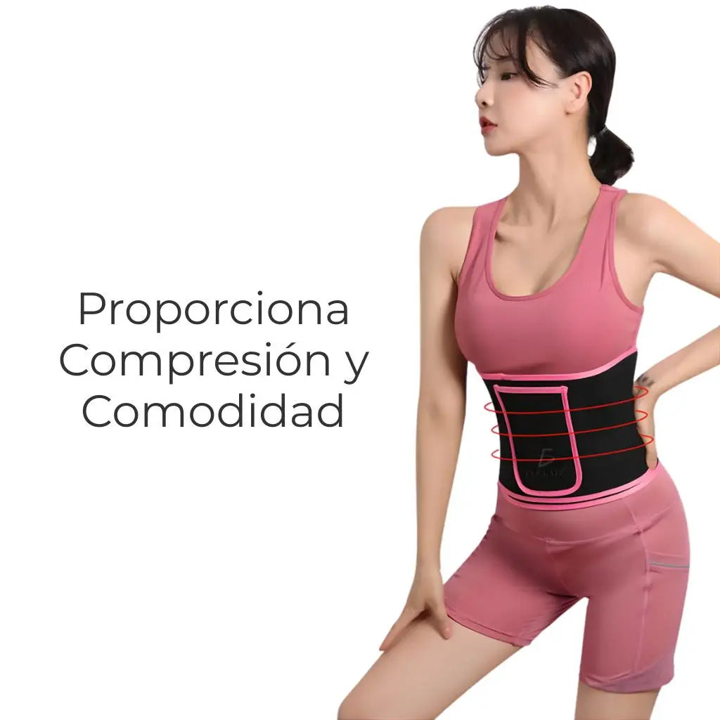 Faja Deportiva Neopreno Sauna con Velcro Ajustable – Cinturilla para Calor Localizado y Soporte Durante el Entrenamiento - Conecta Chava Shop