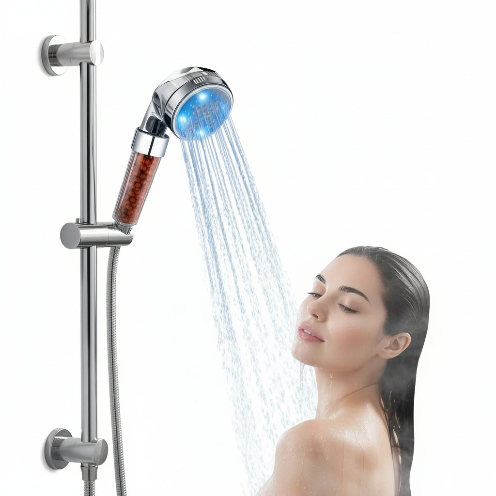 Regadera LED RGB con Sensor de Temperatura y Alta Presión - Cabezal de Ducha con Filtro de Purificación Pro 2026 - Conecta Chava Shop