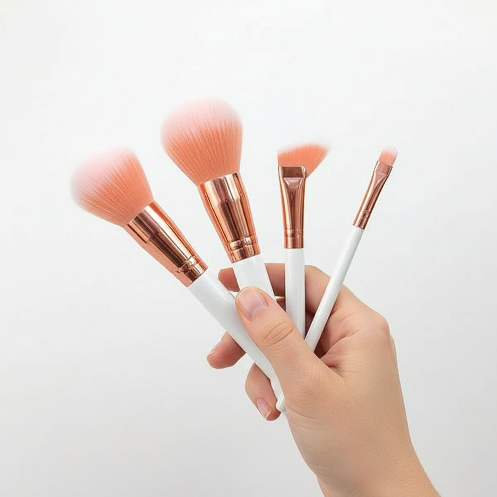 Set de 8 Brochas de Maquillaje Profesional - Kit con Brocha Abanico para Rubor y Cepillo para Cejas y Pestañas Pro 2026 - Conecta Chava Shop