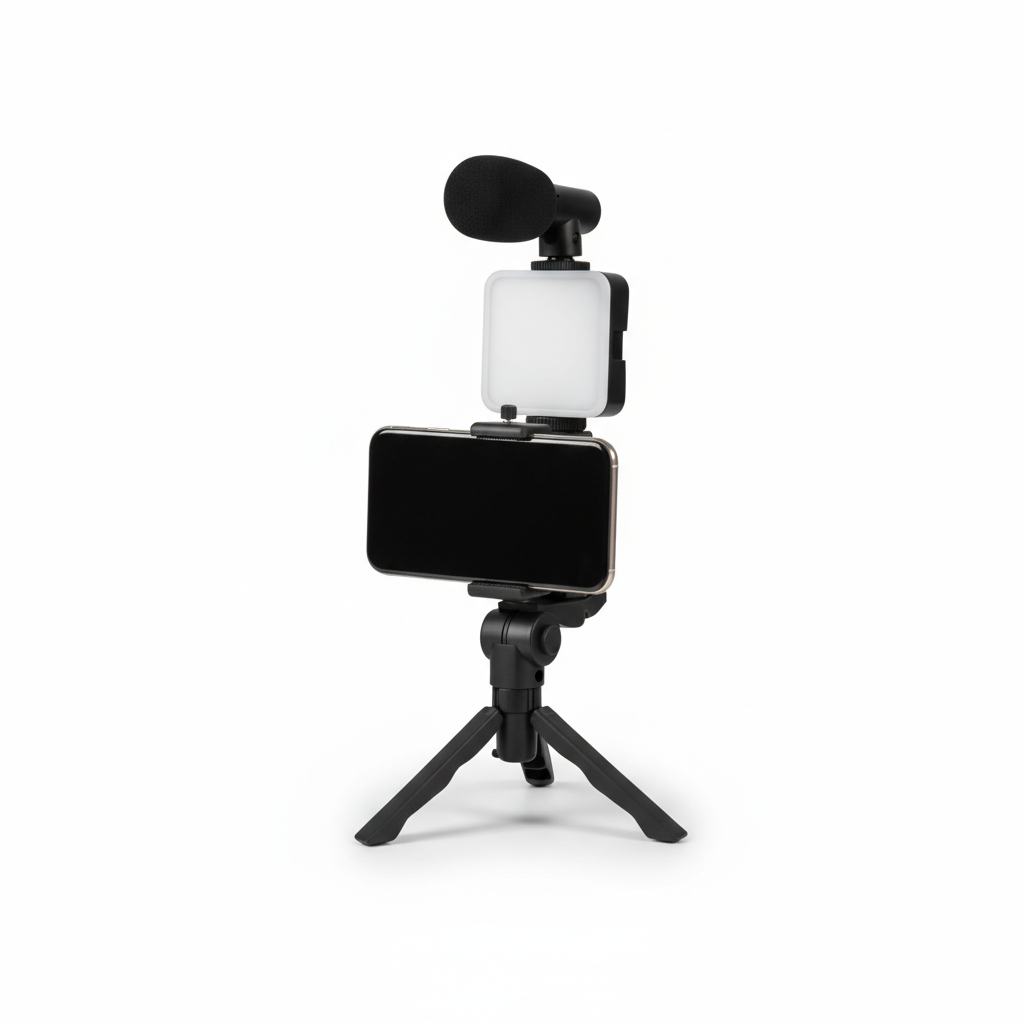 Kit de Video Streaming Pro 4 en 1 - Luz LED Regulable, Micrófono de Alta Fidelidad y Trípode Ajustable para TikTok y Vlogs Pro 2026 - Conecta Chava Shop