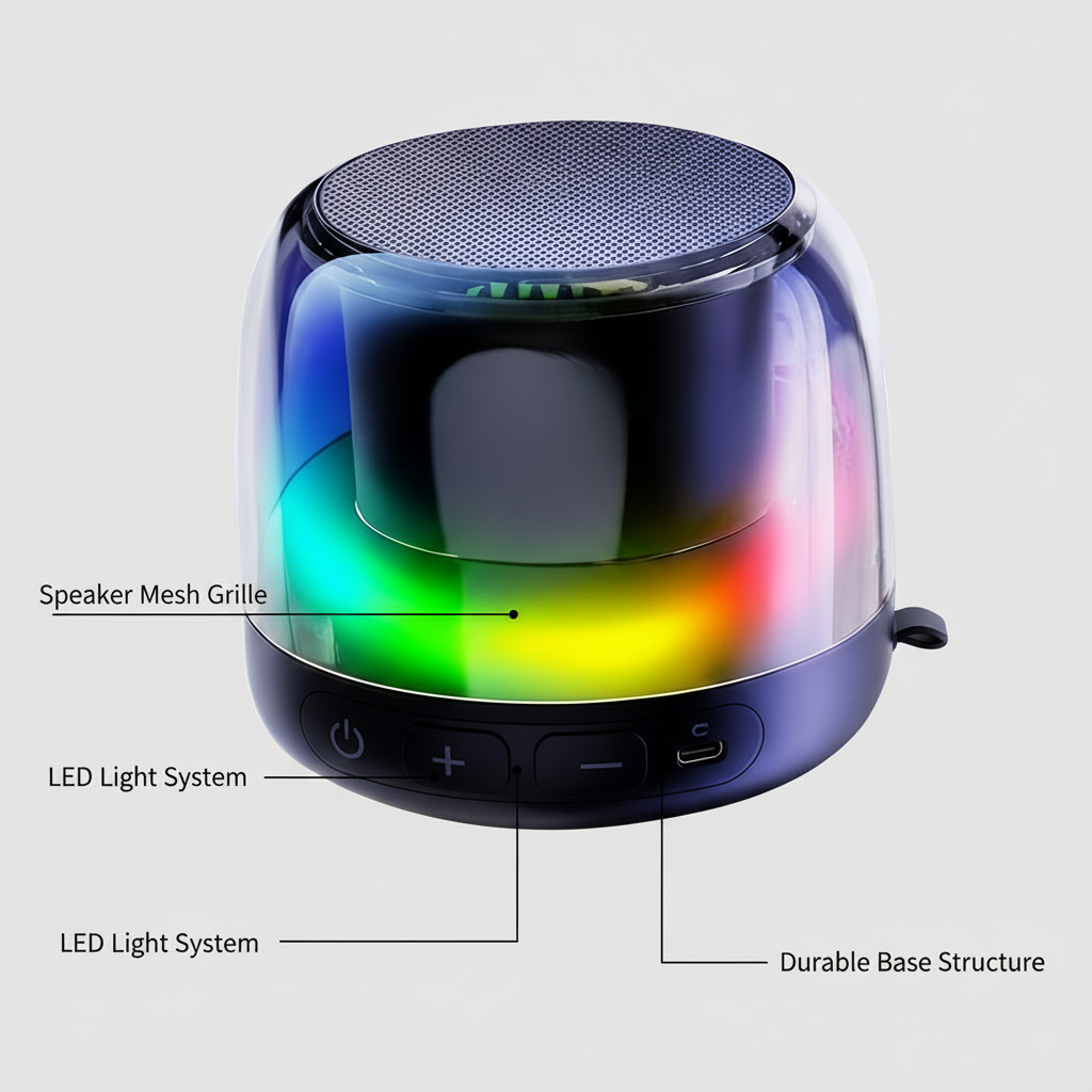 Altavoz Bluetooth Portátil con Sonido 360° y Luces RGB - Bocina Compacta Recargable Pro 2026 - Conecta Chava Shop